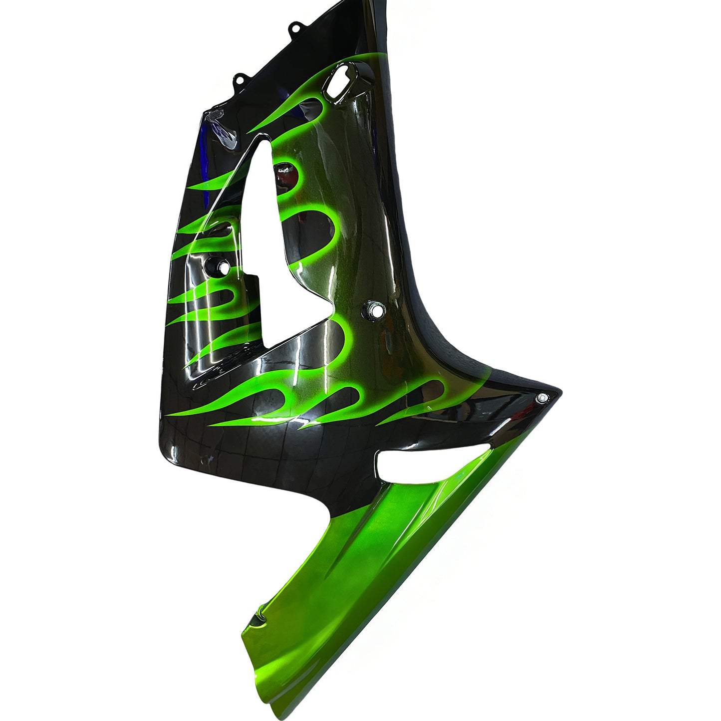 Carene 2003-2004 Kawasaki ZX6R 636 Black & Green Flame Ninja Racing Generico