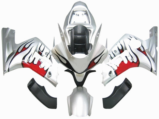 Amotopart 2003-2004 Kawasaki Zx6r Tinde Sliver e Red Flame Kit