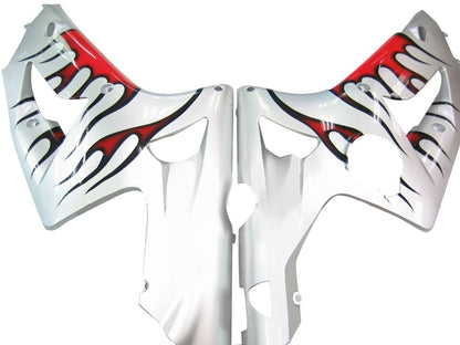 Carene 2003-2004 Kawasaki ZX6R 636 Silver & Red Flame Ninja Racing Generico