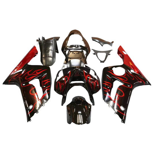Carene 2003-2004 Kawasaki ZX6R 636 Black & Red Flame ZX6R Racing Generico