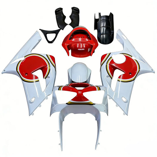 Amotopart 2003-2004 Kawasaki ZX6R Cladding Multi White & Red Kit