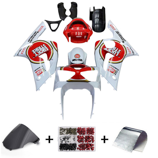 Amotopart 2003-2004 Kawasaki ZX6R Cladding Multi White & Red Kit