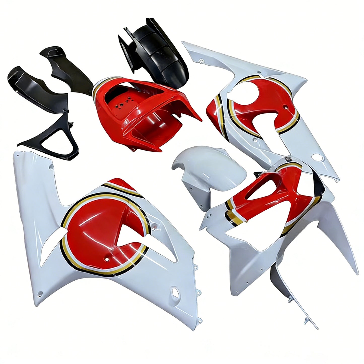 Carene 2003-2004 Kawasaki ZX6R 636 Bianco Rosso Lucky Strike Ninja Generico
