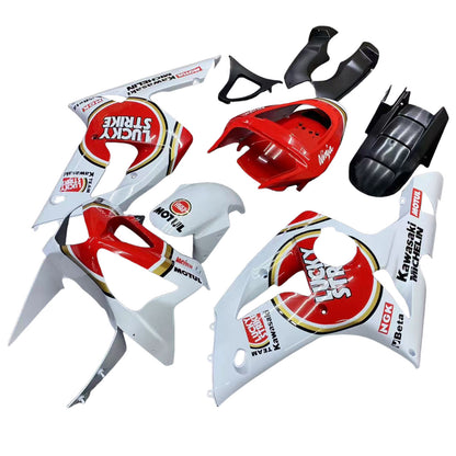 Carene 2003-2004 Kawasaki ZX6R 636 Bianco Rosso Lucky Strike Ninja Racing Generico