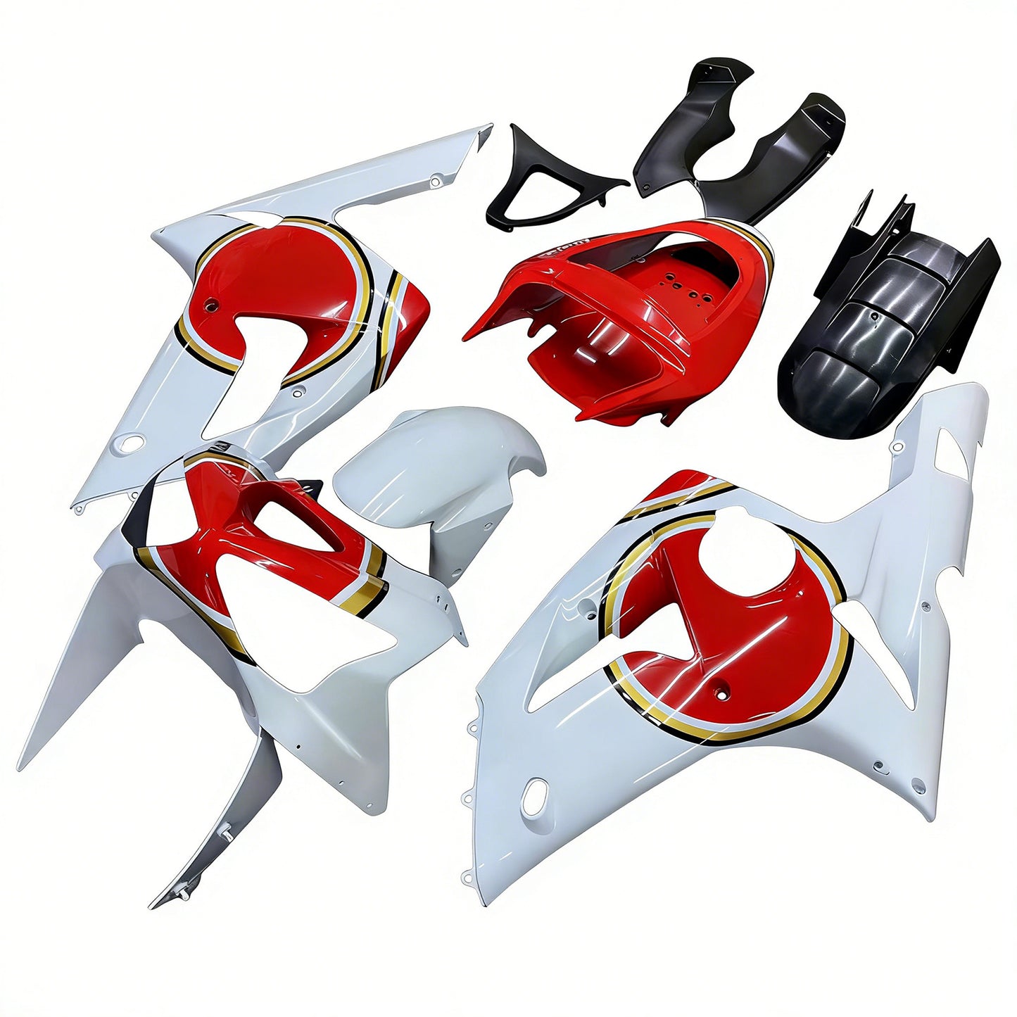 Carene 2003-2004 Kawasaki ZX6R 636 Bianco Rosso Lucky Strike Ninja Generico