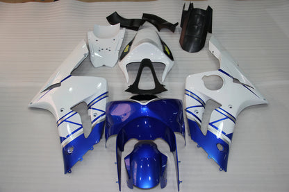 Amotopart 2003-2004 Kawasaki ZX6R Cladding White & Blue Kit