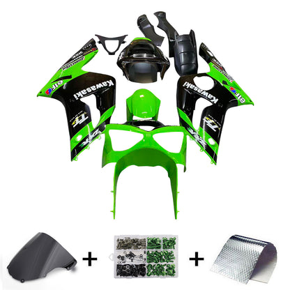 Amotopart 2003-2004 Kawasaki ZX6R Cladding Green & Black Kit