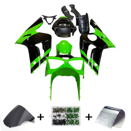 Amotopart 2003-2004 Kawasaki ZX6R Cladding Green & Black Kit
