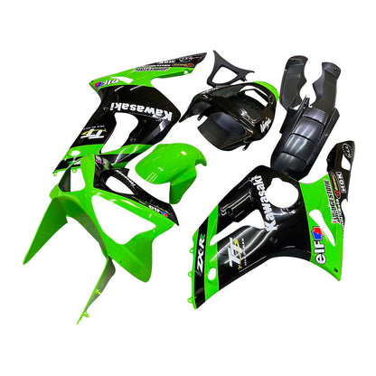 Amotopart 2003-2004 Kawasaki ZX6R Cladding Green & Black Kit