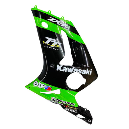 Amotopart 2003-2004 Kawasaki ZX6R Cladding Green & Black Kit