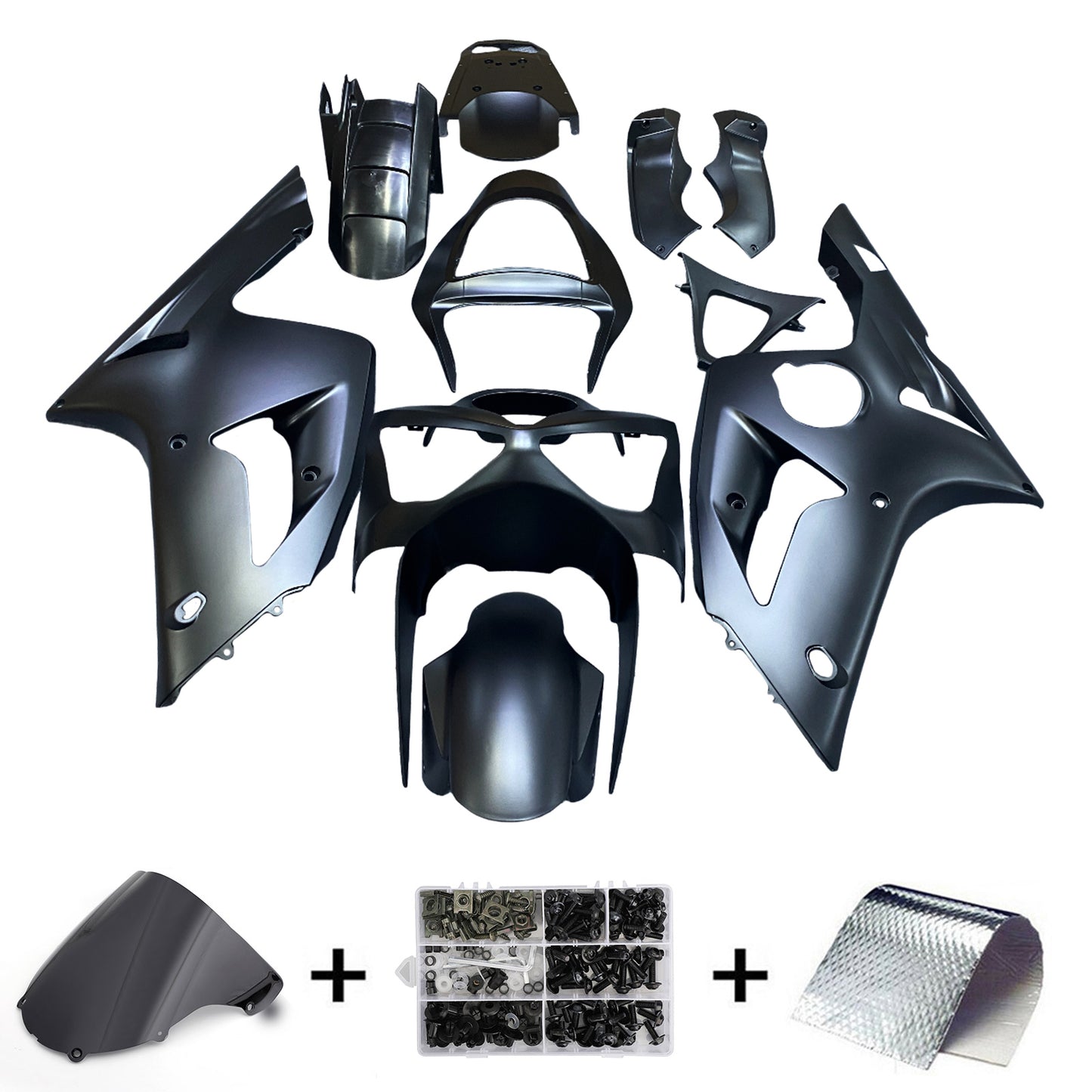 Amotopart 2003-2004 Kawasaki ZX6R 636 Kit di rivestimento nero