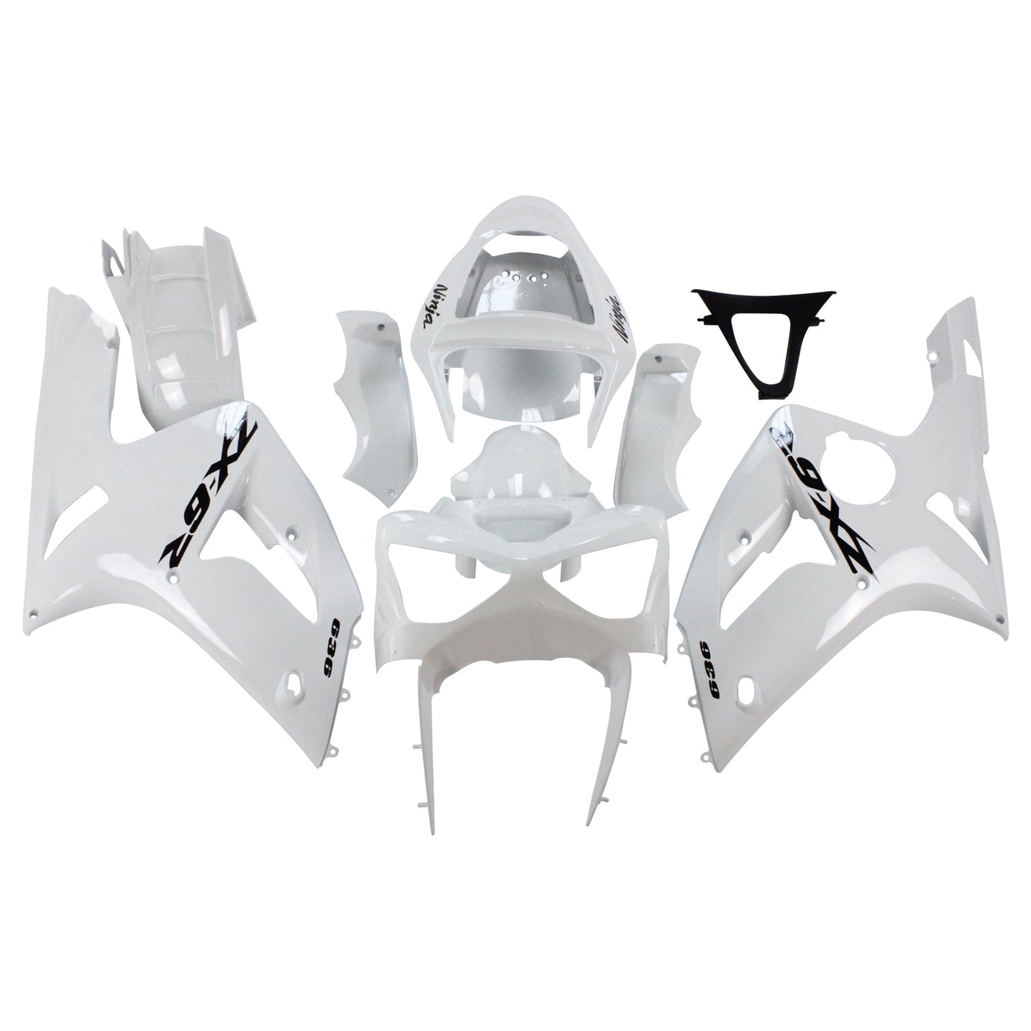 Amotopart 2003-2004 Kawasaki ZX6R 636 Wei Disguisce il kit con un logo nero