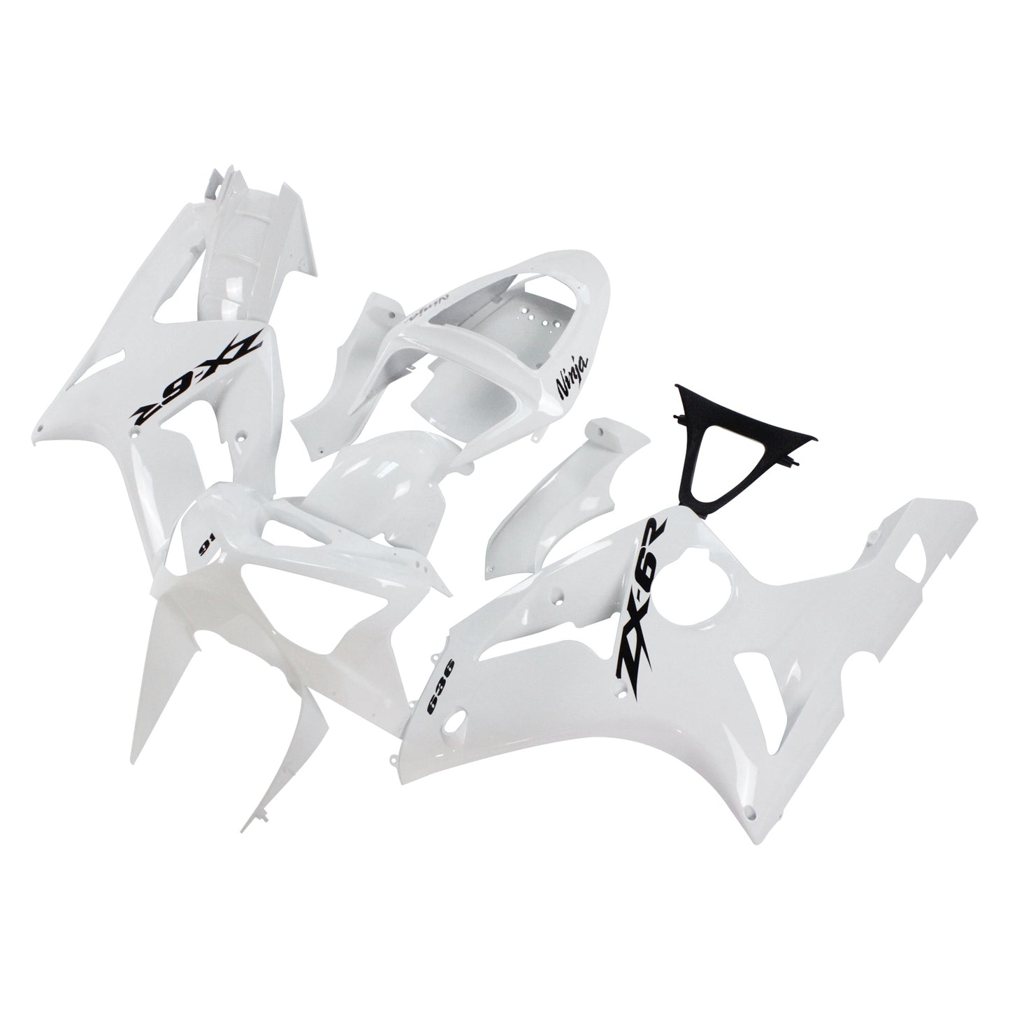 Amotopart 2003-2004 Kawasaki ZX6R 636 Wei Disguisce il kit con un logo nero