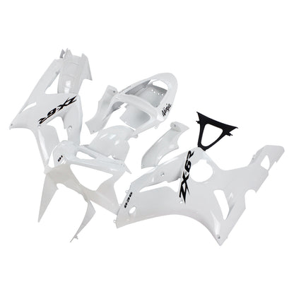 Amotopart 2003-2004 Kawasaki ZX6R 636 Wei Disguisce il kit con un logo nero