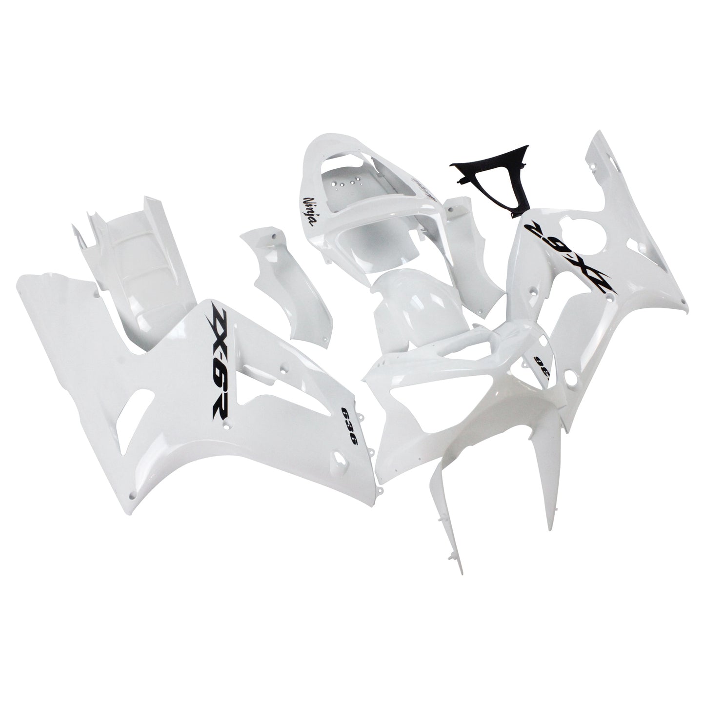 Amotopart 2003-2004 Kawasaki ZX6R 636 Wei Disguisce il kit con un logo nero