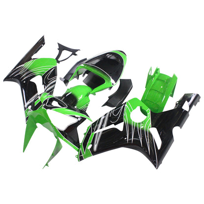 Amotopart 2003-2004 Kawasaki ZX6R 636 kit di rivestimento verde nero