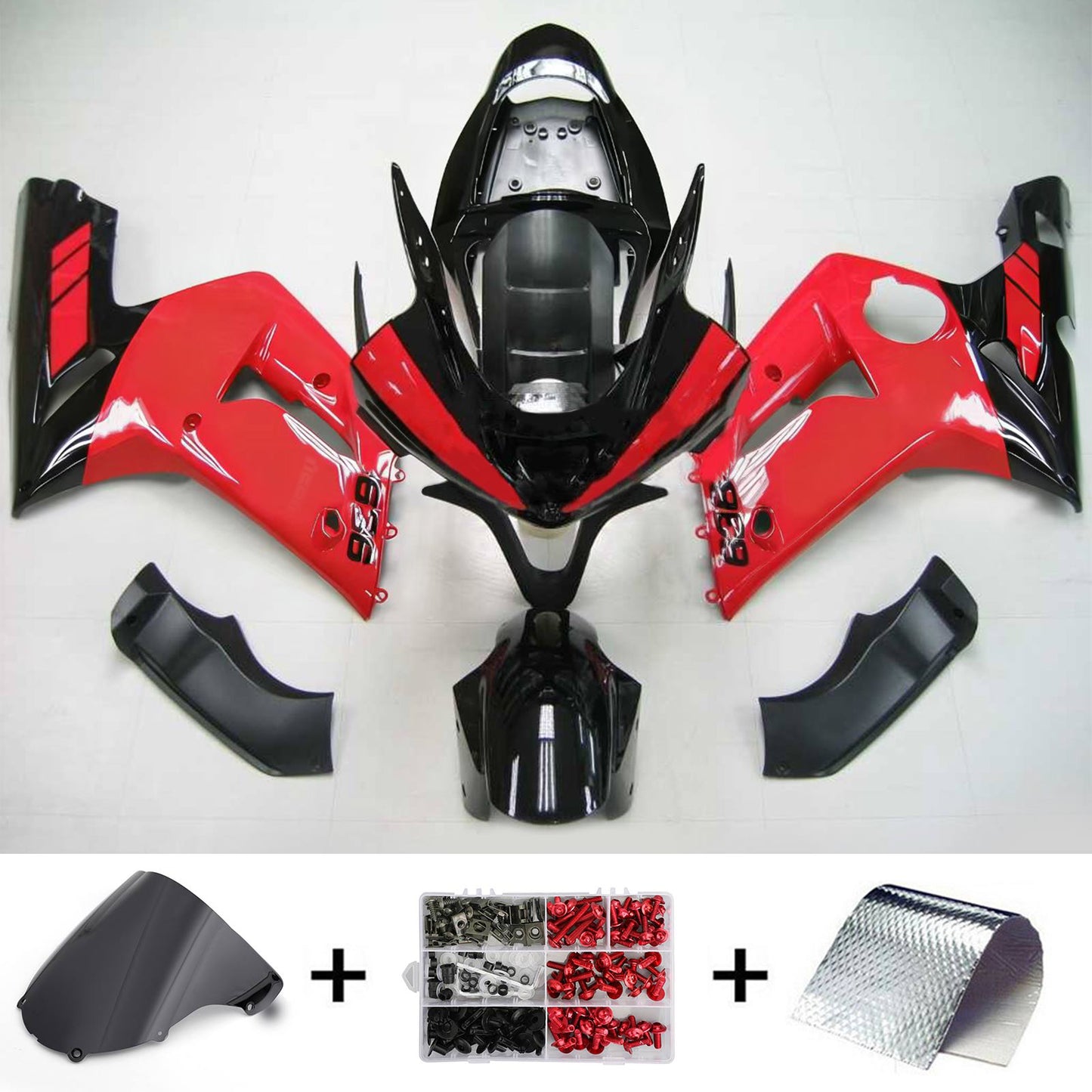 Amotopart 2003-2004 Kawasaki ZX6R 636 Kit di rivestimento nero rosso