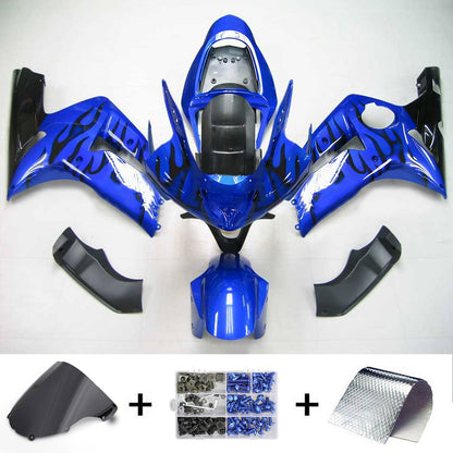 Amotopart 2003-2004 Kawasaki ZX6R 636 Kit di abito nero blu