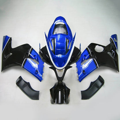 Amotopart 2003-2004 Kawasaki ZX6R 636 Kit di paura nera Blu lucido