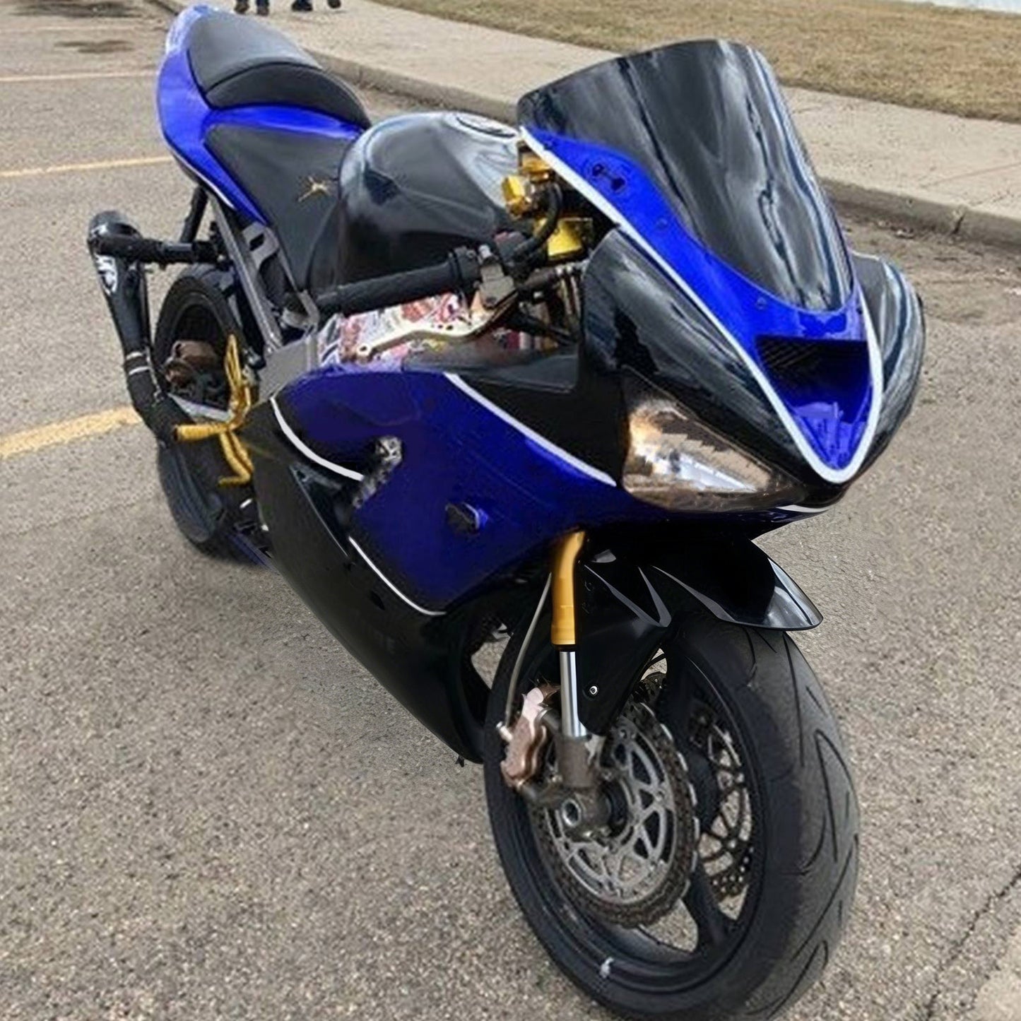 Amotopart 2003-2004 Kawasaki ZX6R 636 Kit di paura nera Blu lucido