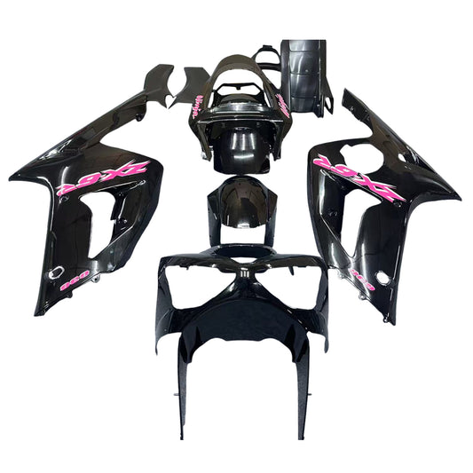 Amotopart 2003-2004 Kawasaki ZX6R 636 kit di rivestimento nero con logo rosa