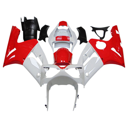 Amotopart 2003-2004 Kawasaki ZX6R 636 Kit di paura bianco rosso