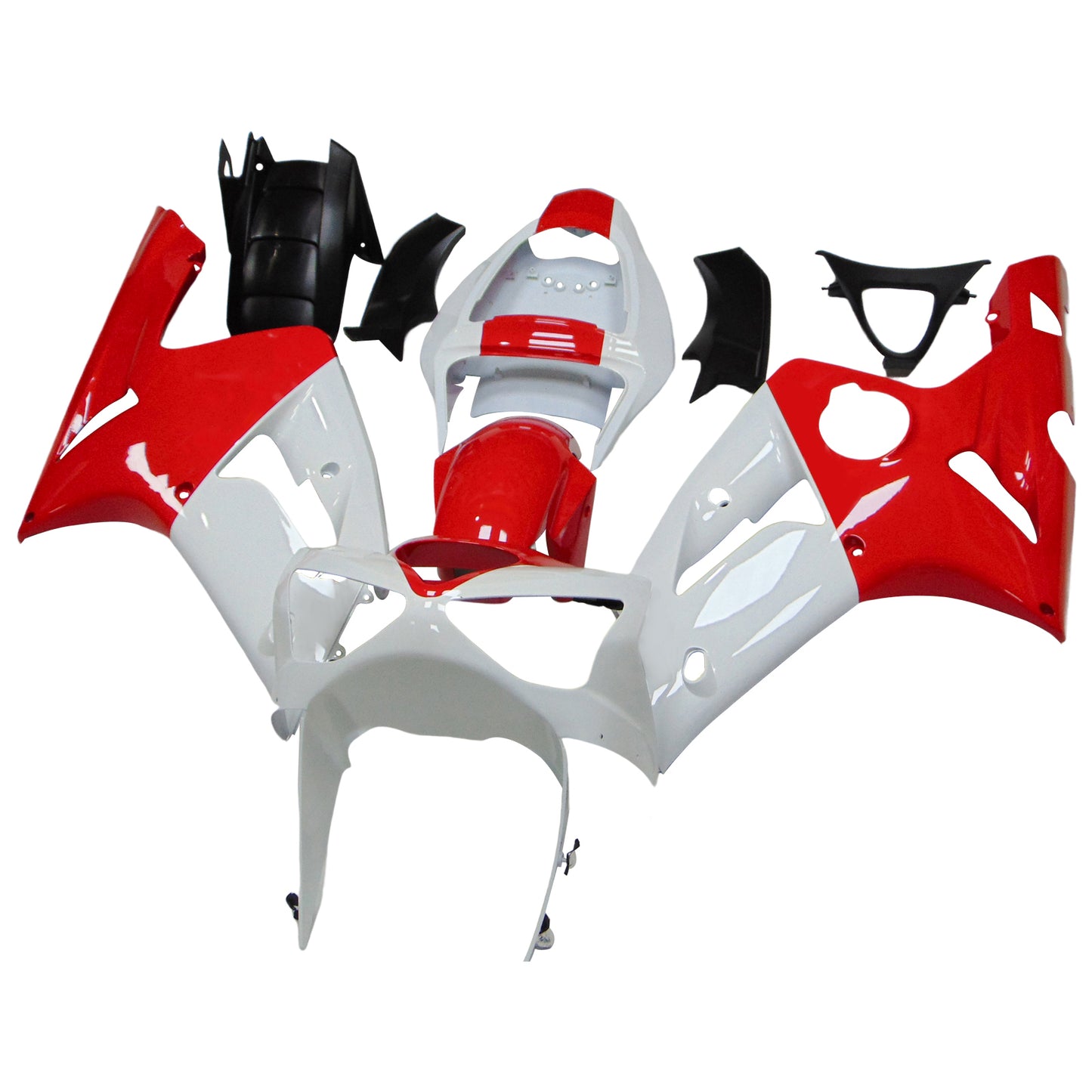 Amotopart 2003-2004 Kawasaki ZX6R 636 Kit di paura bianco rosso