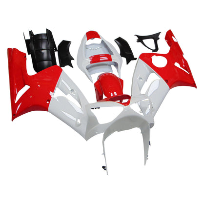 Amotopart 2003-2004 Kawasaki ZX6R 636 Kit di paura bianco rosso