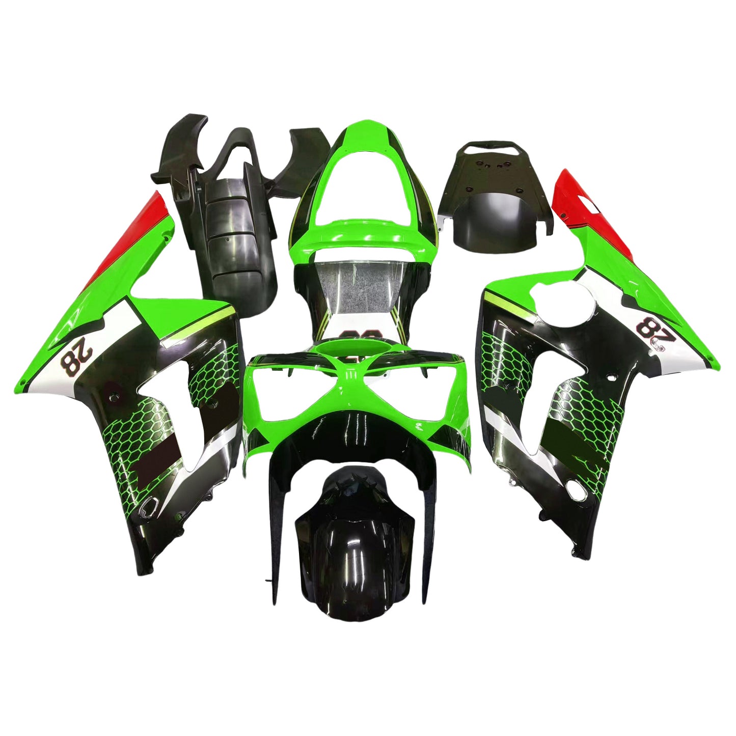 Amotopart Kawasaki ZX6R 636 2003-2004 Kit Carena Carrozzeria Plastica ABS