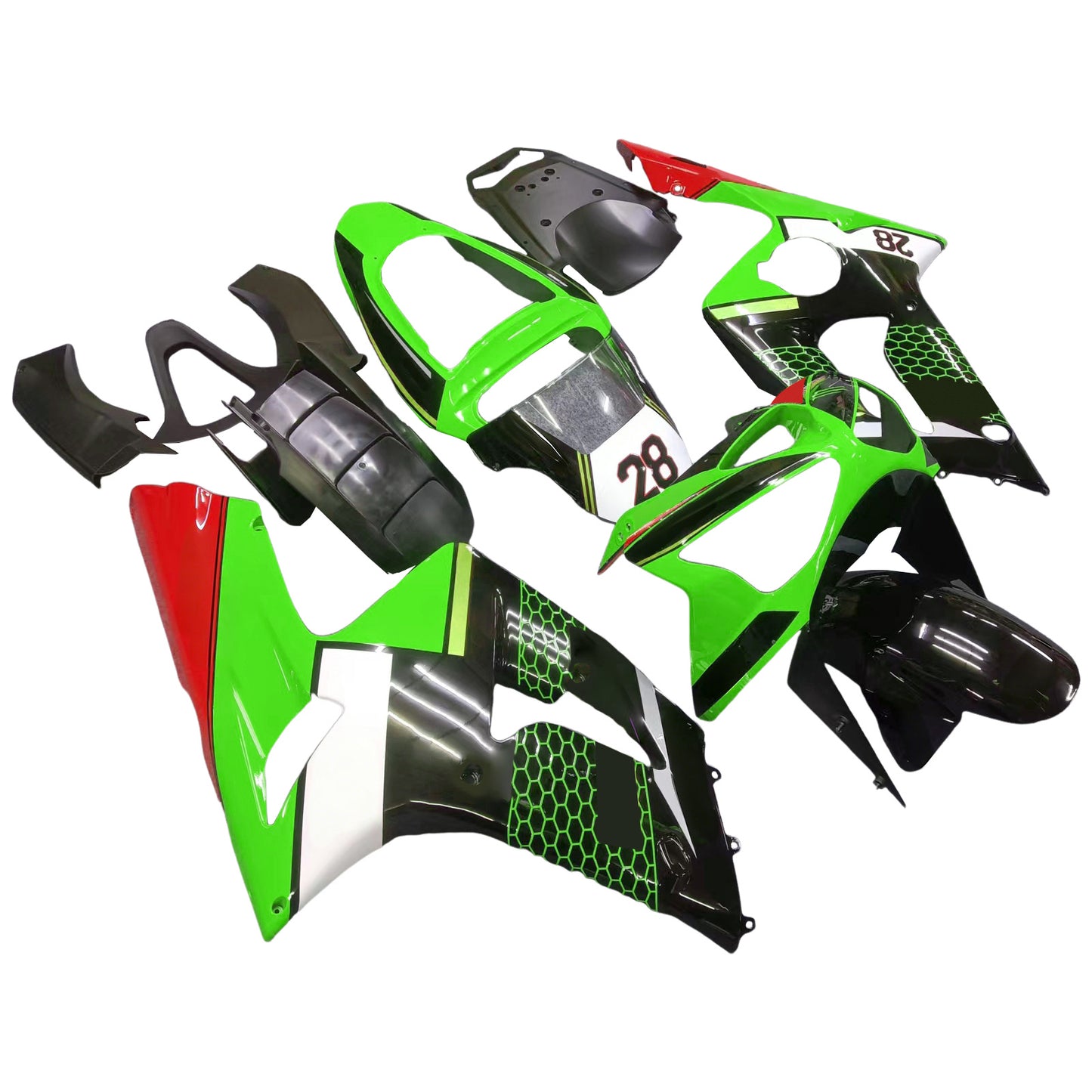 Amotopart Kawasaki ZX6R 636 2003-2004 Kit Carena Carrozzeria Plastica ABS