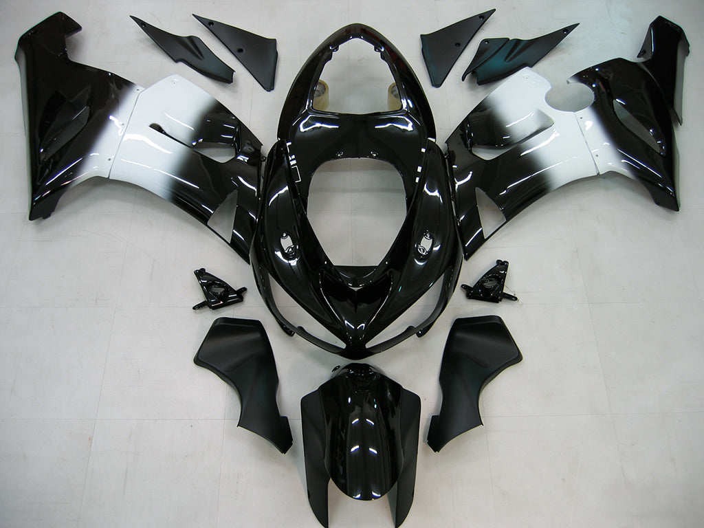 Carene 2005-2006 Kawasaki ZX6R 636 Nero Bianco West ZX6R Generico