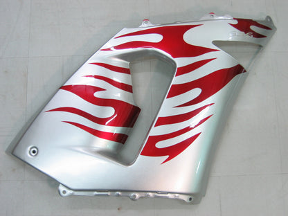 Carene 2005-2006 Kawasaki ZX6R 636 Silver &amp; Red Flame Ninja Racing Generico