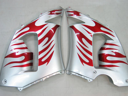 Carene 2005-2006 Kawasaki ZX6R 636 Silver &amp; Red Flame Ninja Racing Generico