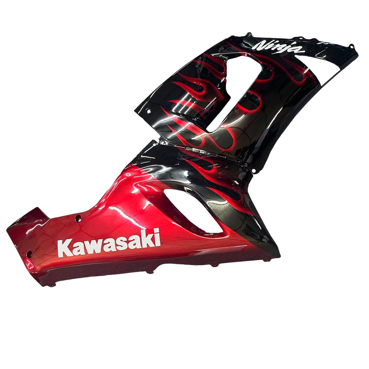 Carene 2005-2006 Kawasaki ZX6R 636 Black &amp; Red Flame Ninja Racing Generico