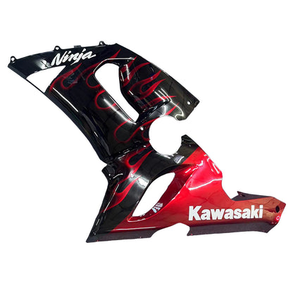 Carene 2005-2006 Kawasaki ZX6R 636 Black &amp; Red Flame Ninja Racing Generico