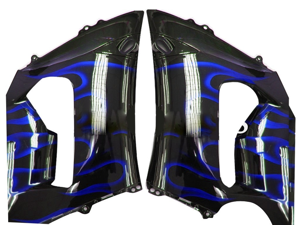 Carene 2005-2006 Kawasaki ZX6R 636 Black & Blue Flame Ninja Generico