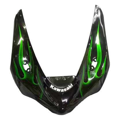 Carene 2005-2006 Kawasaki ZX6R 636 Black &amp; Green Flame Ninja Racing Generico