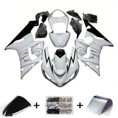 Carene 2005-2006 Kawasaki ZX6R 636 Bianco Nero Corona Generico