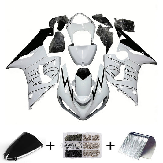 Carene 2005-2006 Kawasaki ZX6R 636 Bianco Nero Corona Racing Generico