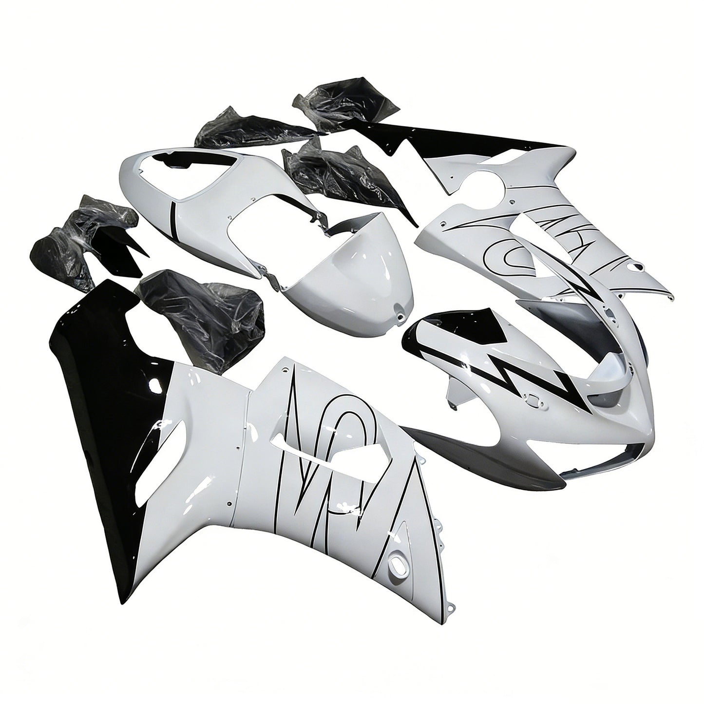 Carene 2005-2006 Kawasaki ZX6R 636 Bianco Nero Corona Generico
