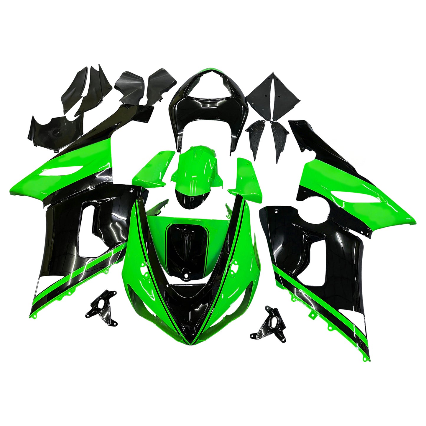 Carene 2005-2006 Kawasaki ZX6R 636 Verde Nero Kawasaki Racing Generico