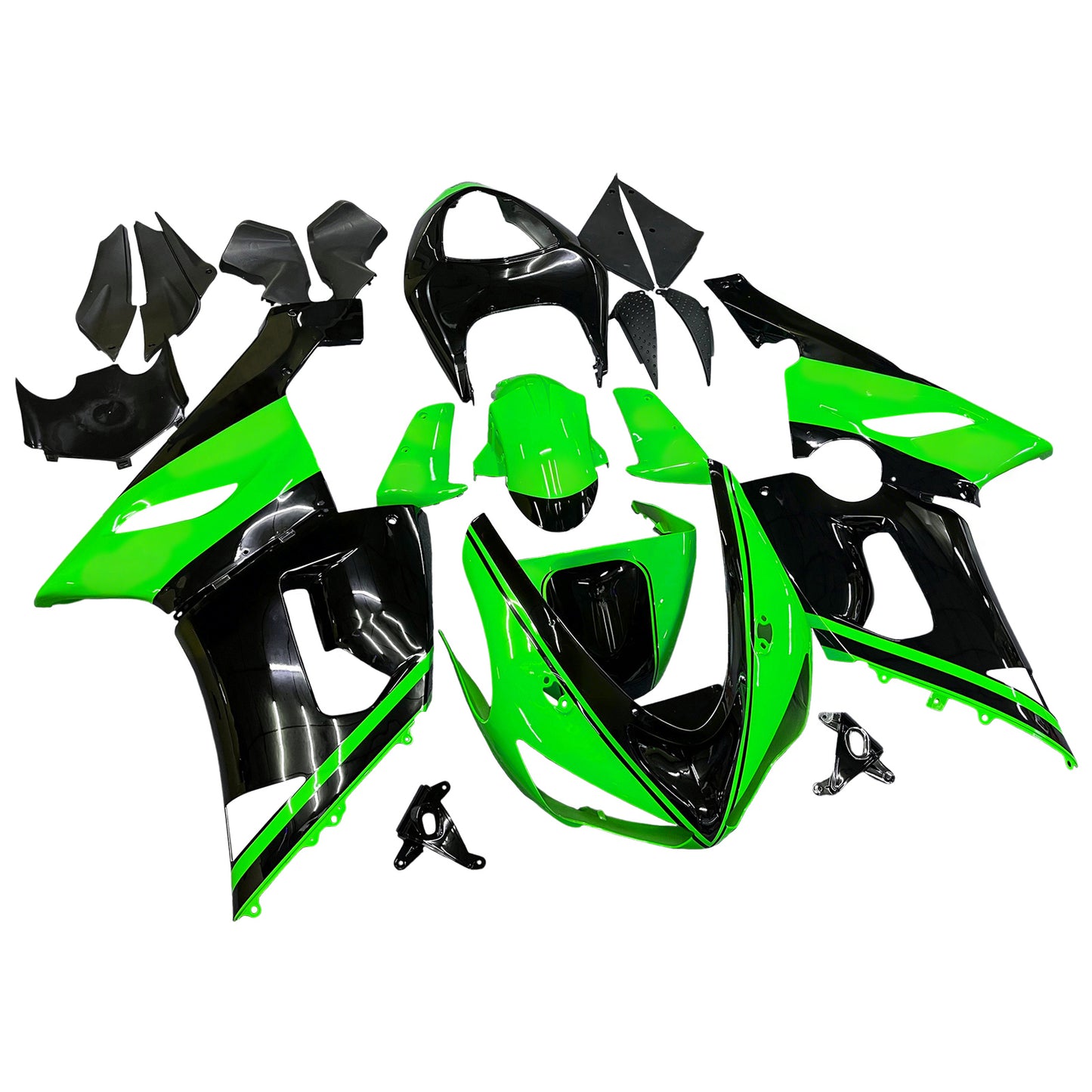 Carene 2005-2006 Kawasaki ZX6R 636 Verde Nero Kawasaki Generic