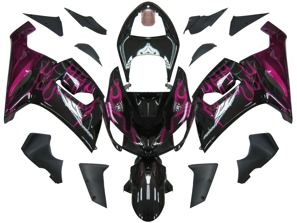 Carene 2005-2006 Kawasaki ZX6R 636 Black &  Purple Flame Ninja Racing Generico