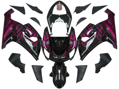 Carene 2005-2006 Kawasaki ZX6R 636 Black &  Purple Flame Ninja Racing Generico