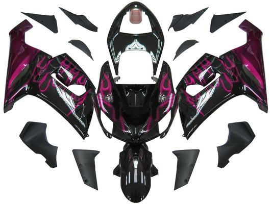 Carenature 2005-2006 Kawasaki ZX6R 636 Black & Purple Flame Ninja Generico