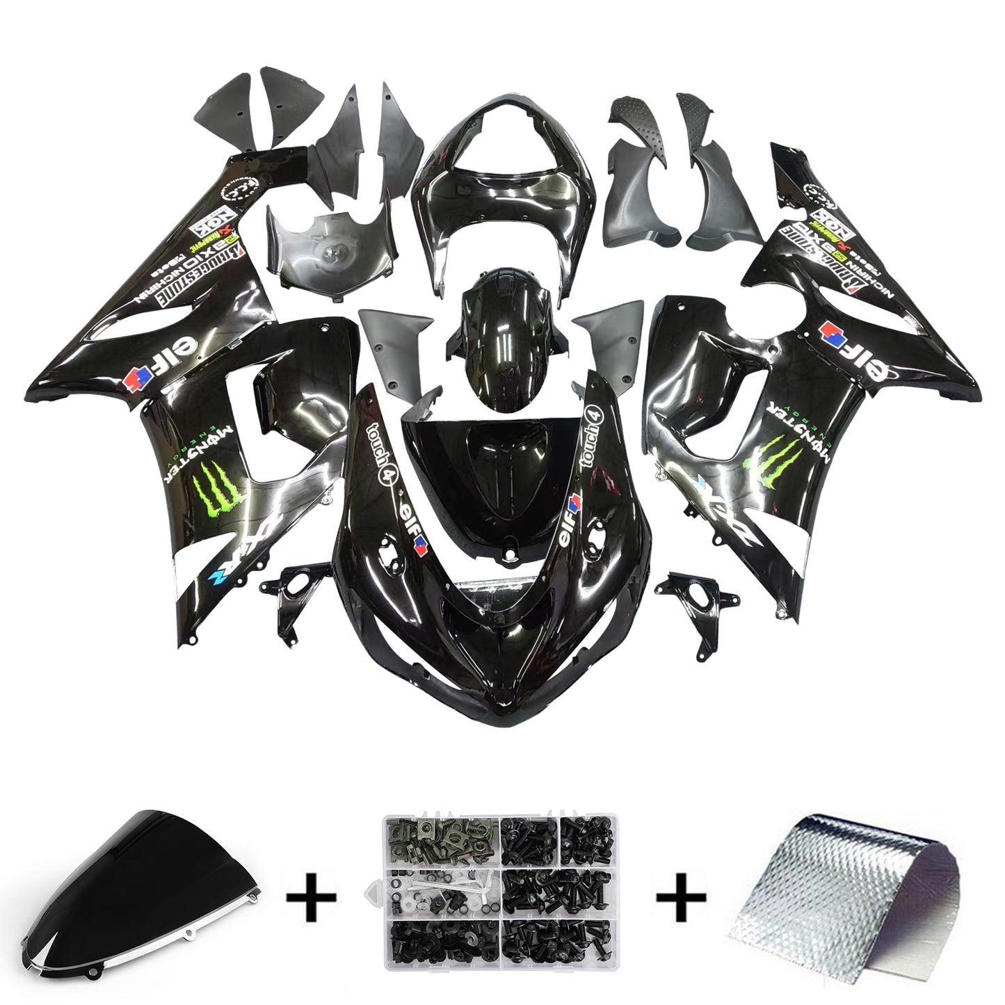 Amotopart Kawasaki ZX6R 636 2005-2006 Kit Carena Carrozzeria Plastica ABS