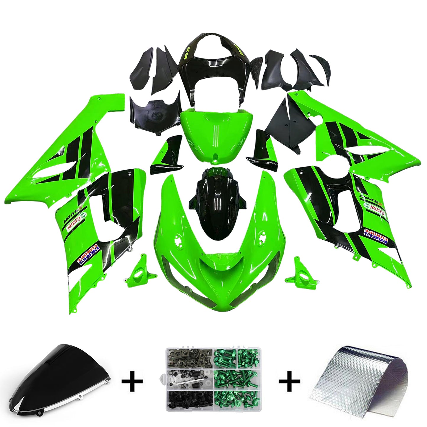 Amotopart Kawasaki ZX6R 636 2005-2006 Kit Carena Carrozzeria Plastica ABS