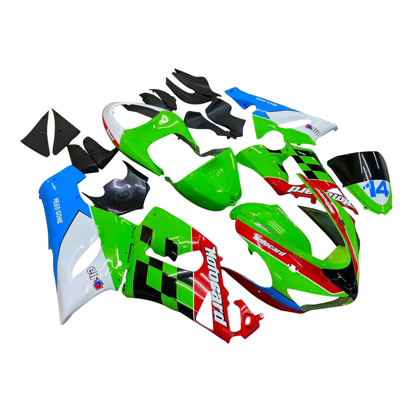 Amotopart Kawasaki ZX6R 636 2005-2006 Kit Carena Carrozzeria Plastica ABS