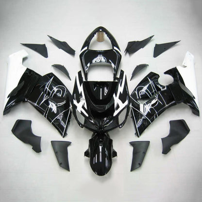 Amotopart Kawasaki 2005-2006 ZX6R 636 Kit di spostamento della miscela bianca nera