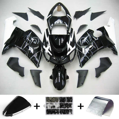 Amotopart Kawasaki 2005-2006 ZX6R 636 Kit di spostamento della miscela bianca nera